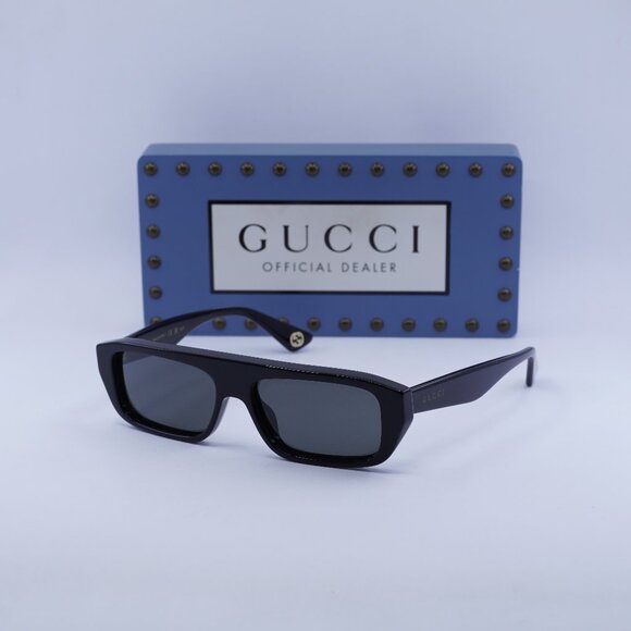 Gucci GG1617 001 Rectangle Sunglasses - Black/Grey - Picture 1 of 11